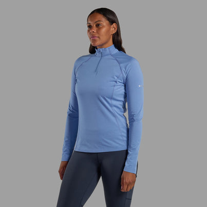 Cornflower Montane Women's Dart XT Thermal Zip Neck T-Shirt Front
