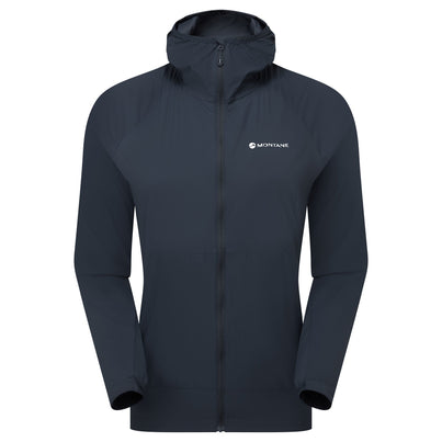 Eclipse Blue Montane Women's Featherlite Hooded Windproof Jacket Front