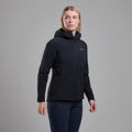 Black Montane Women's Khamsin Hooded Softshell Jacket Model Front