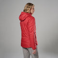 Hot Chilli Red Montane Women's Prism Hooded Insulated Jacket Model Back FPRJHHOT