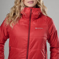Hot Chilli Red Montane Women's Prism Hooded Insulated Jacket Model 4 FPRJHHOT