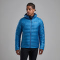 Electric Blue Montane Men's Anti-Freeze Lite Hooded Down Jacket Model Front