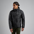 Black Montane Men's Anti-Freeze Hooded Down Jacket Model Front