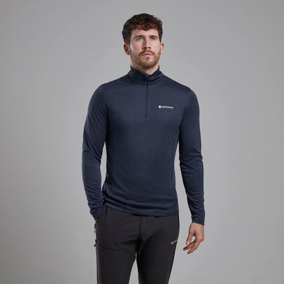 Eclipse Blue Montane Men's Dart Zip Neck T-Shirt Front MDRZIECL