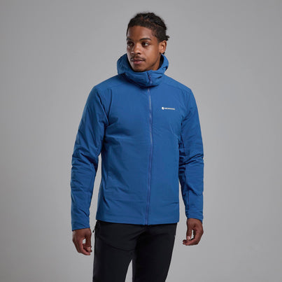 Neptune Blue Montane Men's Khamsin Hooded Softshell Jacket Front