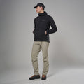 Black Montane Men's Khamsin Lite Hooded Softshell Jacket Model Front MKHLHBLA