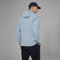 Frost Blue Montane Men's Khamsin Lite Hooded Softshell Jacket Model Back MKHLHFRO