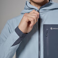 Frost Blue Montane Men's Khamsin Lite Hooded Softshell Jacket Model 6 MKHLHFRO
