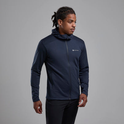 Eclipse Blue Montane Men's Protium Hooded Fleece Jacket Front MPRHOECL