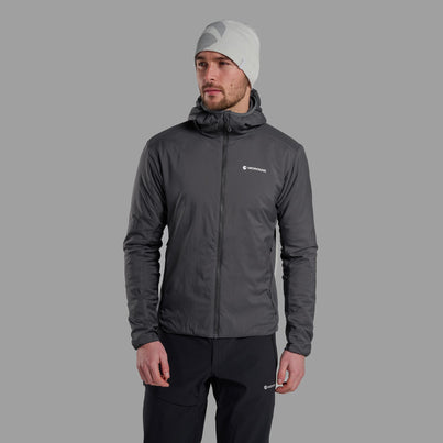 Midnight Grey Montane Men's Sirocco Hooded Insulated Jacket Front MSIRHMNG