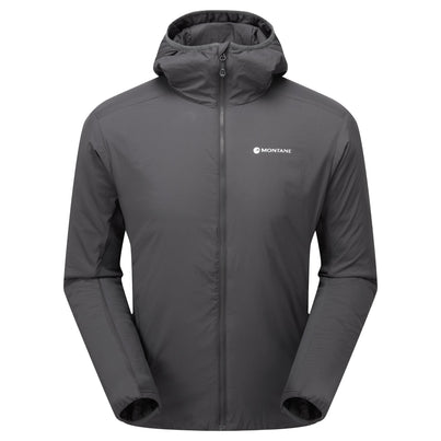 Midnight Grey Montane Men's Sirocco Hooded Insulated Jacket Front MSIRHMNG