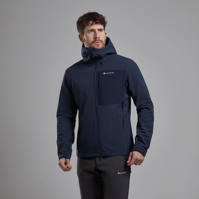 Eclipse Blue Montane Men's Tenacity XT Hooded Softshell Jacket Front MTEXHECL