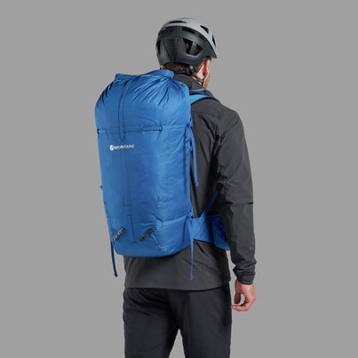 Neptune Blue Montane Valen 40+5L Backpack Model Back