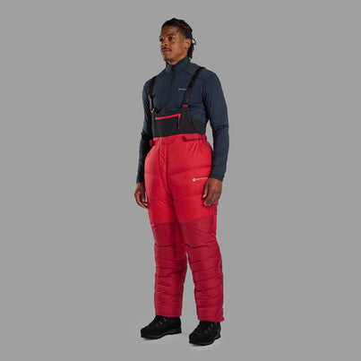 Adrenaline Red Montane Apex 8000 Down Salopettes Ghost Mannequin